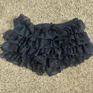 Navy Blue Ruffled Lace Skirt